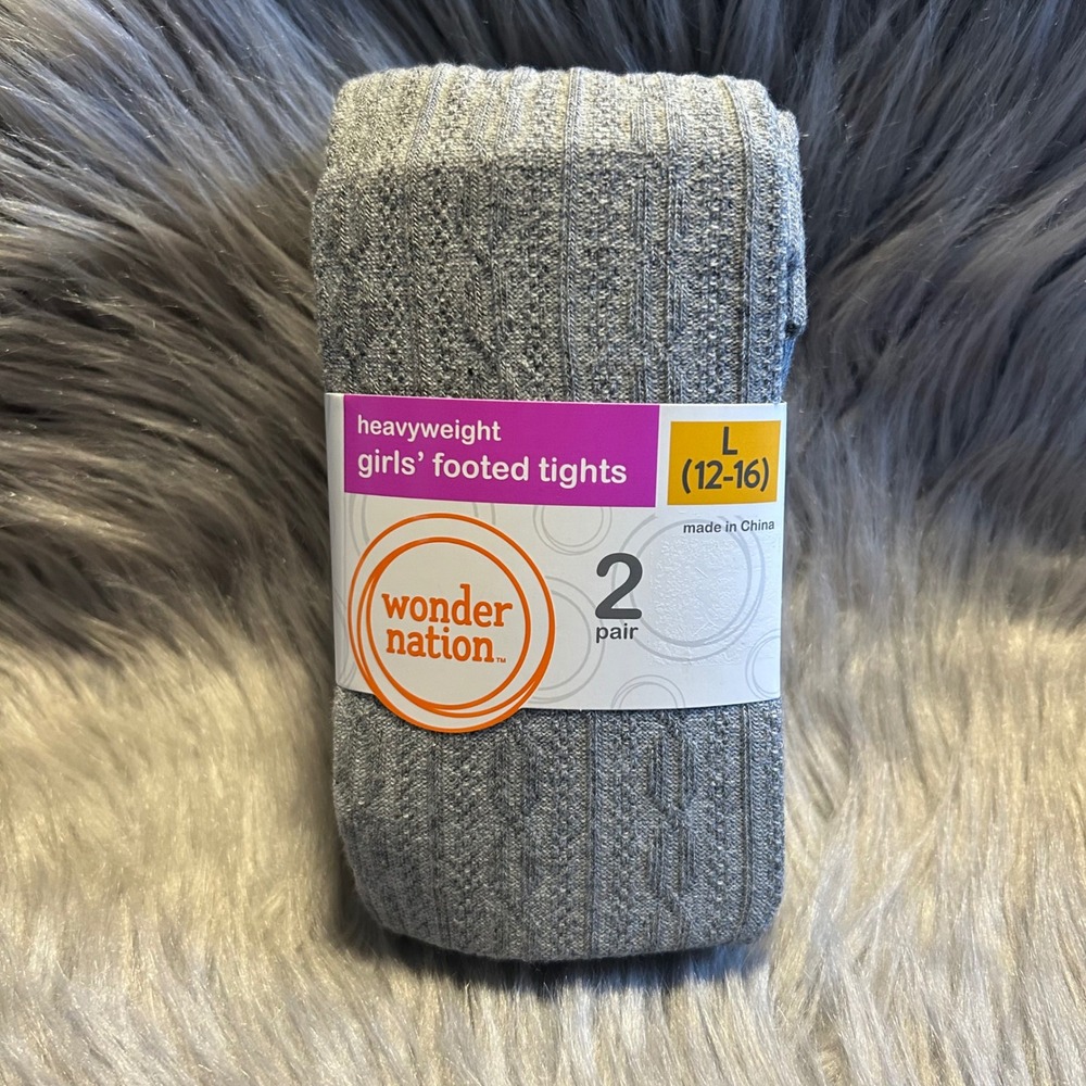 Wonder Nation Footed Tights Girl Size Large (12-16) Gray Blue Dress Bottoms